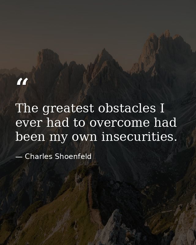 The greatest obstacles I ever had to overcome had been my own insecurities. — Charles Shoenfeld