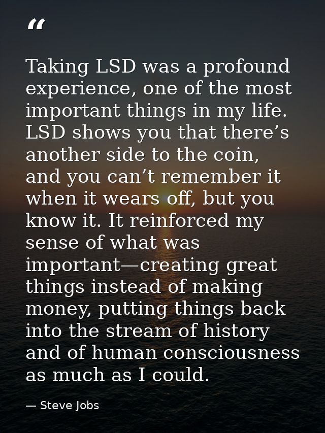 Taking LSD was a profound experience, one of the most important things in my life. LSD shows you that there’s﻿ another s — Steve Jobs