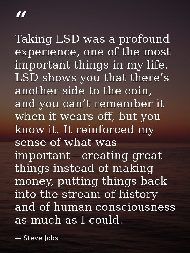 Taking LSD was a profound experience, one of the most important things in my life. LSD shows you that there’s﻿ another s — Steve Jobs