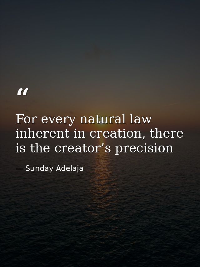 For every natural law inherent in creation, there is the creator’s precision — Sunday Adelaja