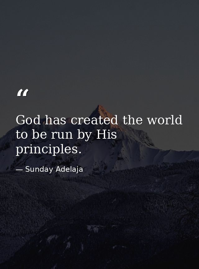 God has created the world to be run by His principles. — Sunday Adelaja