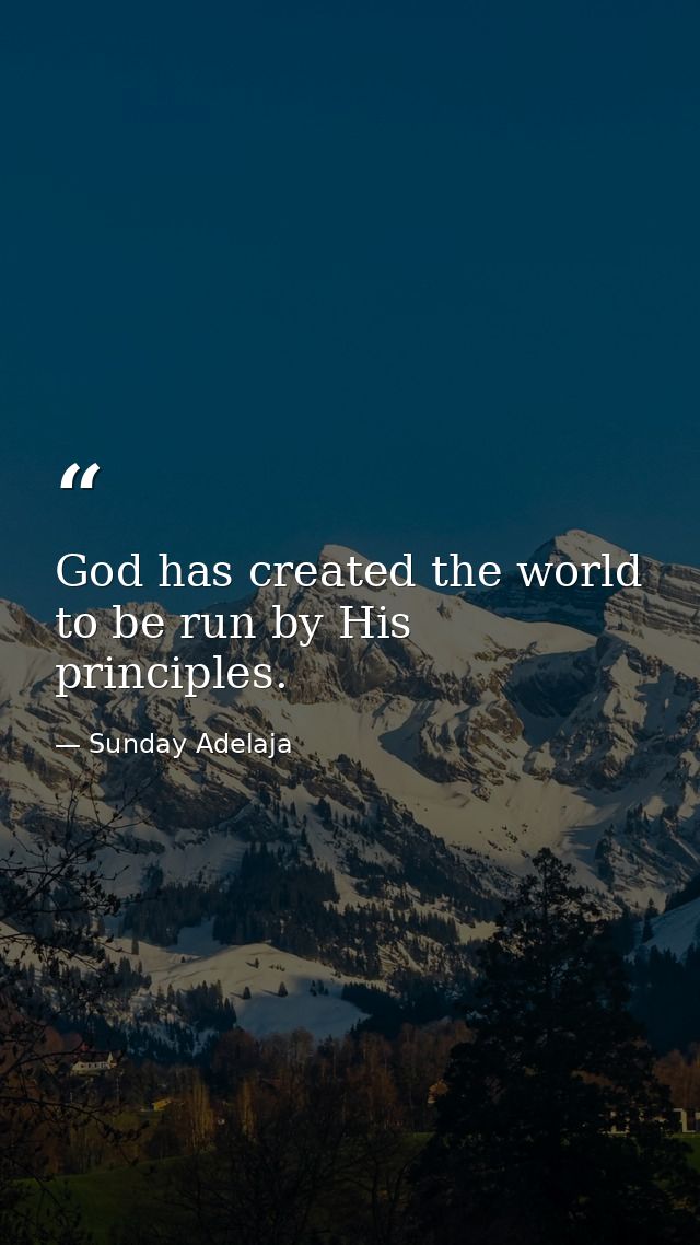 God has created the world to be run by His principles. — Sunday Adelaja