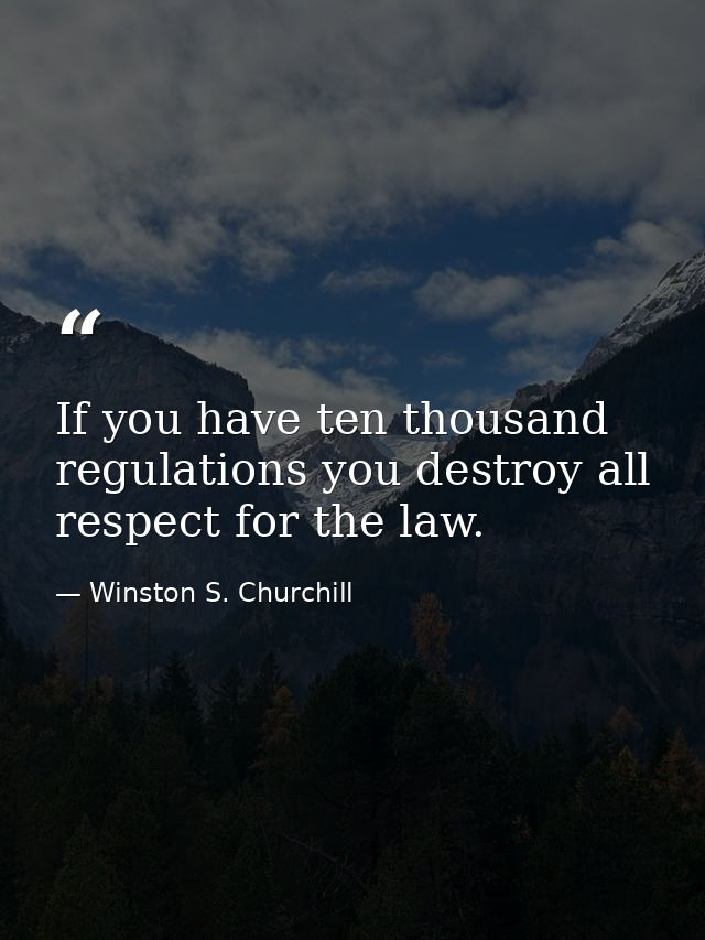 If you have ten thousand regulations you destroy all respect for the law. — Winston S. Churchill