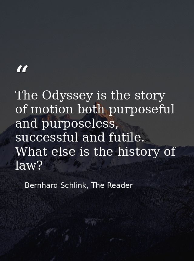 The Odyssey is the story of motion both purposeful and purposeless, successful and futile. What else is the history of l — Bernhard Schlink, The Reader