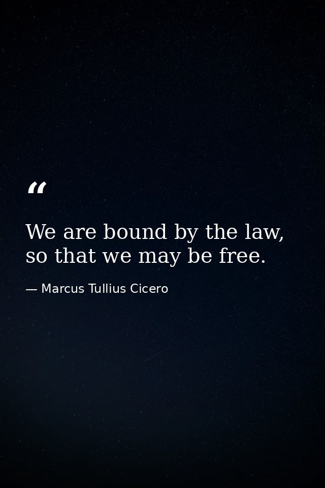 We are bound by the law, so that we may be free. — Marcus Tullius Cicero