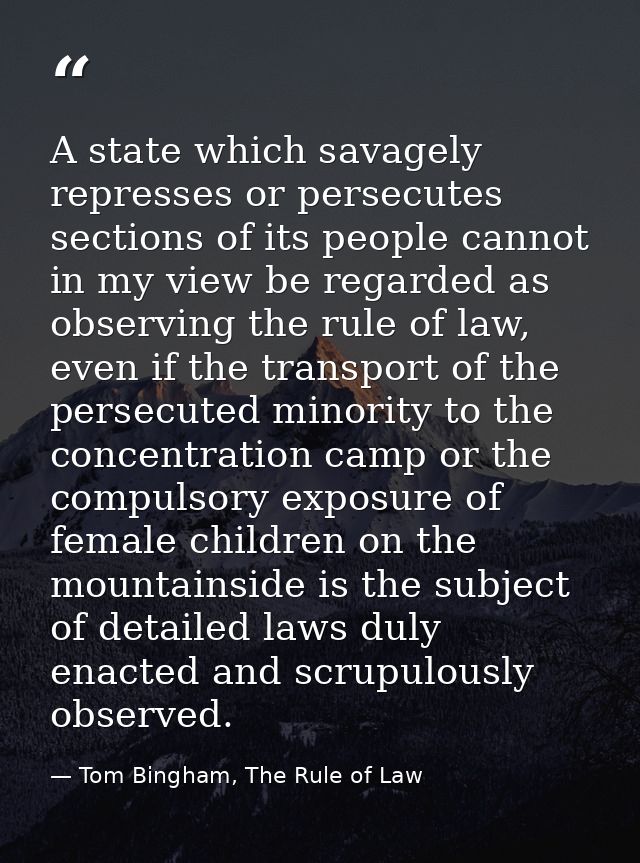 A state which savagely represses or persecutes sections of its people cannot in my view be regarded as observing the rul — Tom Bingham, The Rule of Law