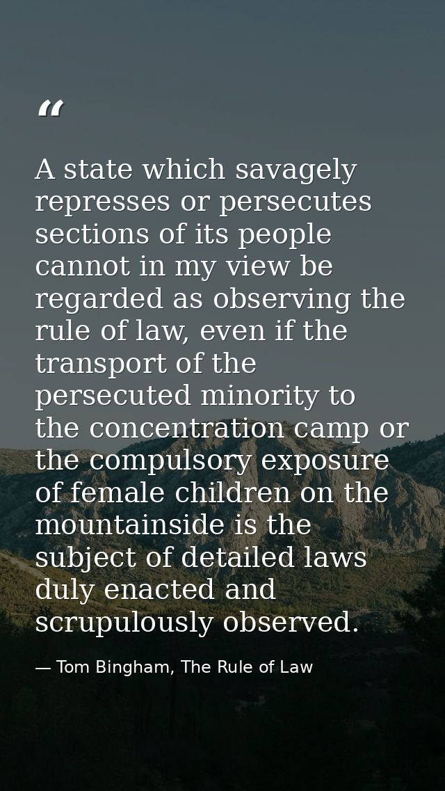 A state which savagely represses or persecutes sections of its people cannot in my view be regarded as observing the rul — Tom Bingham, The Rule of Law