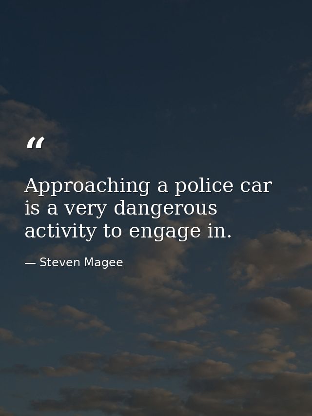 Approaching a police car is a very dangerous activity to engage in. — Steven Magee