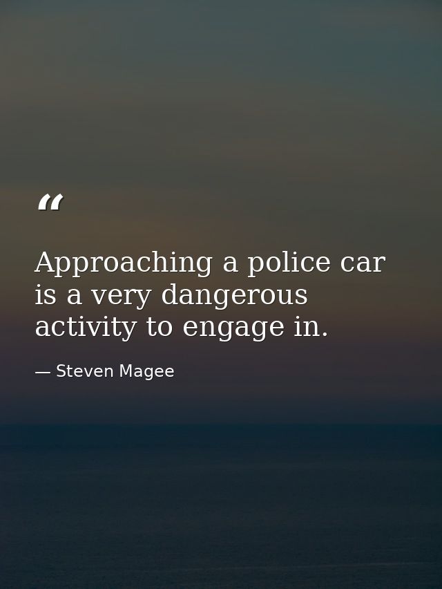 Approaching a police car is a very dangerous activity to engage in. — Steven Magee