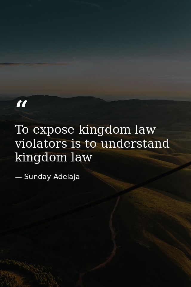 To expose kingdom law violators is to understand kingdom law — Sunday Adelaja