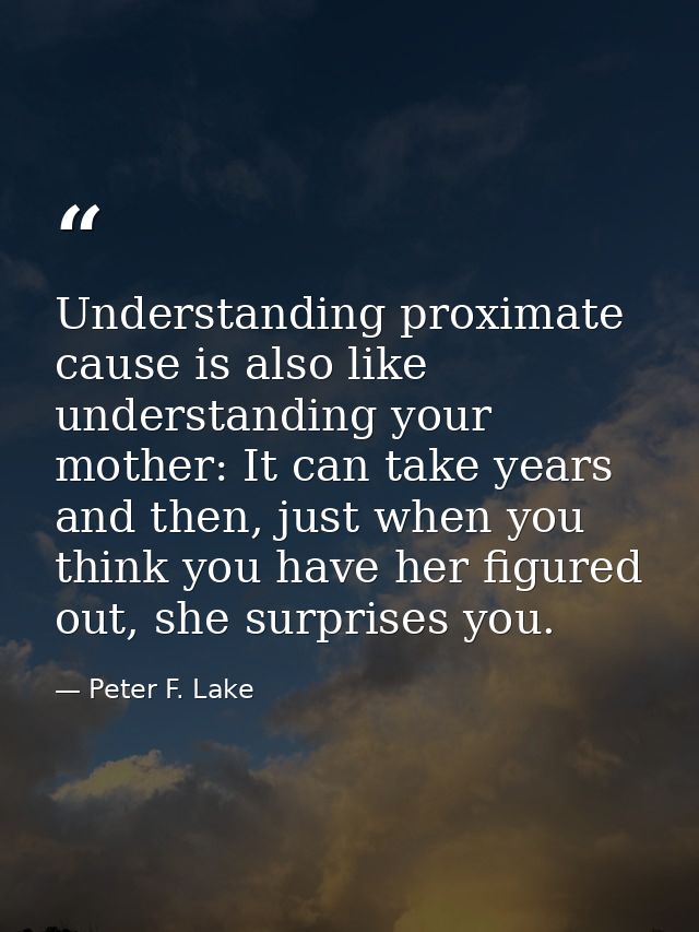 Understanding proximate cause is also like understanding your mother: It can take years and then, just when you think yo — Peter F. Lake