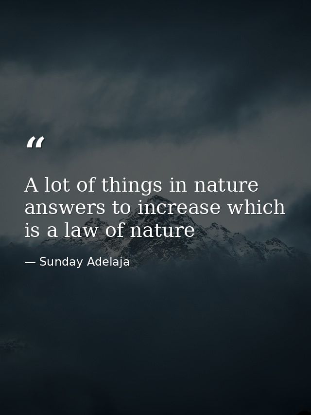 A lot of things in nature answers to increase which is a law of nature — Sunday Adelaja
