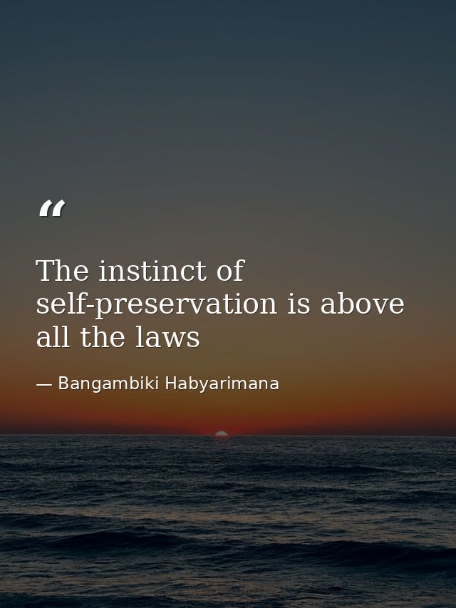 The instinct of self-preservation is above all the laws — Bangambiki Habyarimana