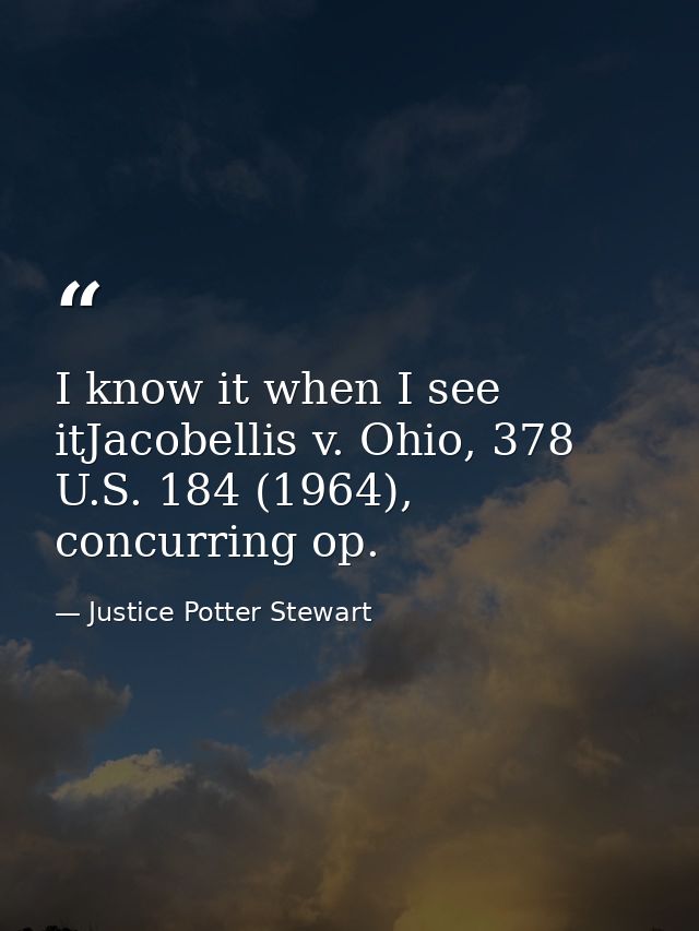 I know it when I see itJacobellis v. Ohio, 378 U.S. 184 (1964), concurring op. — Justice Potter Stewart