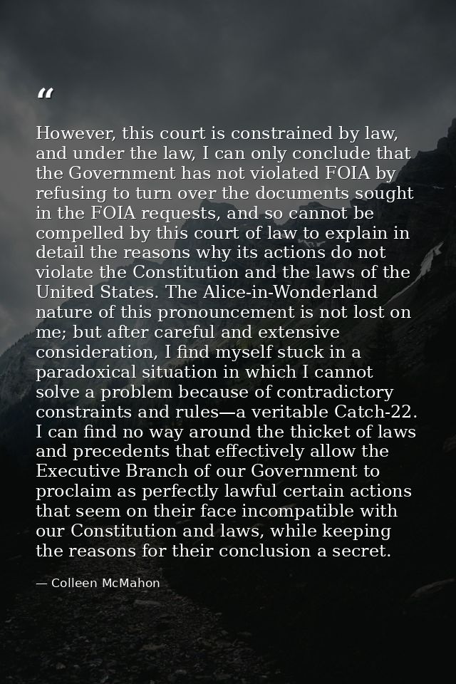 However, this court is constrained by law, and under the law, I can only conclude that the Government has not violated F — Colleen McMahon