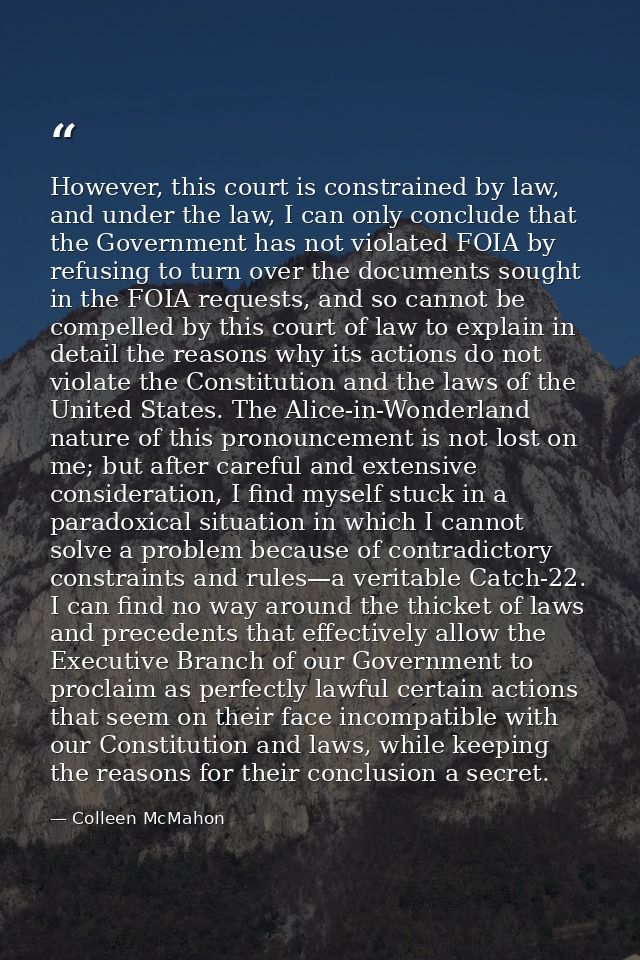 However, this court is constrained by law, and under the law, I can only conclude that the Government has not violated F — Colleen McMahon