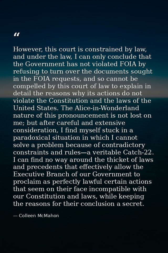 However, this court is constrained by law, and under the law, I can only conclude that the Government has not violated F — Colleen McMahon