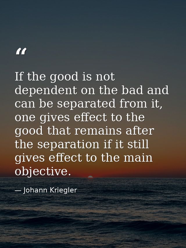 If the good is not dependent on the bad and can be separated from it, one gives effect to the good that remains after th — Johann Kriegler