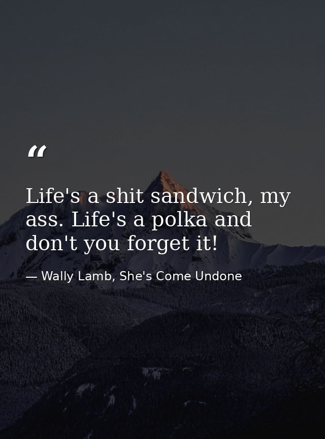 Life's a shit sandwich, my ass. Life's a polka and don't you forget it! — Wally Lamb, She's Come Undone
