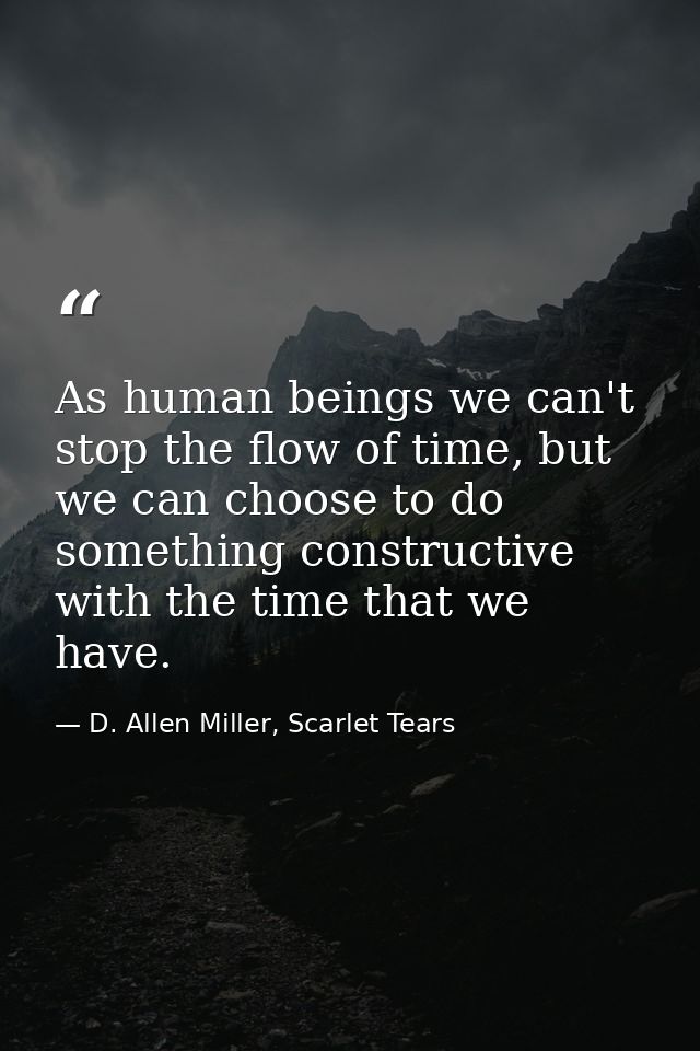 As human beings we can't stop the flow of time, but we can choose to do something constructive with the time that we hav — D. Allen Miller, Scarlet Tears