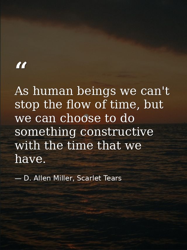 As human beings we can't stop the flow of time, but we can choose to do something constructive with the time that we hav — D. Allen Miller, Scarlet Tears