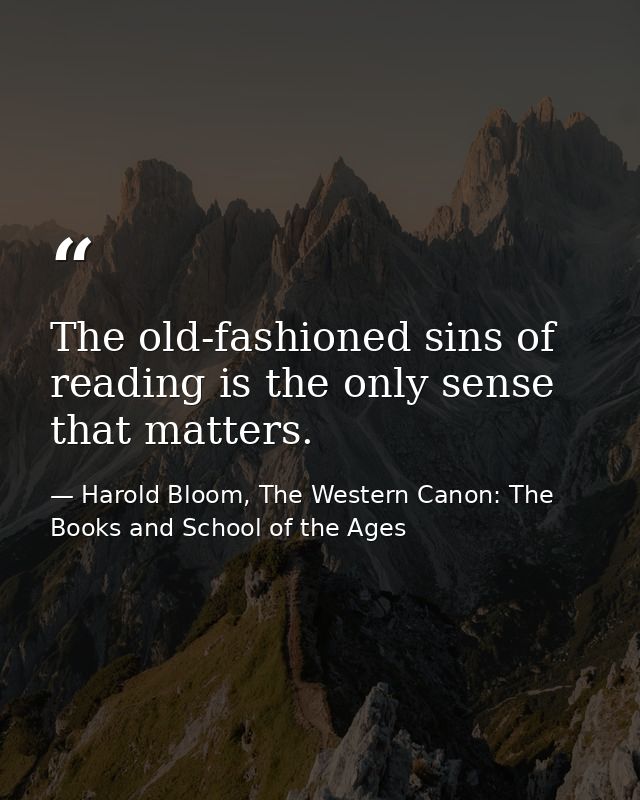 The old-fashioned sins of reading is the only sense that matters. — Harold Bloom, The Western Canon: The Books and School of the Ages
