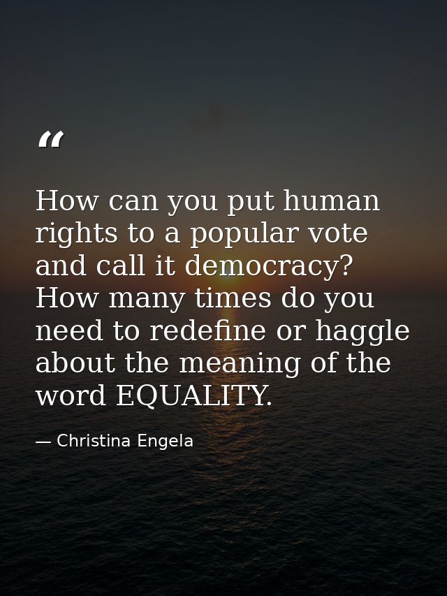 How can you put human rights to a popular vote and call it democracy? How many times do you need to redefine or haggle a — Christina Engela