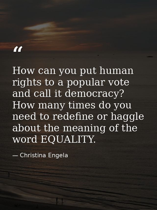 How can you put human rights to a popular vote and call it democracy? How many times do you need to redefine or haggle a — Christina Engela
