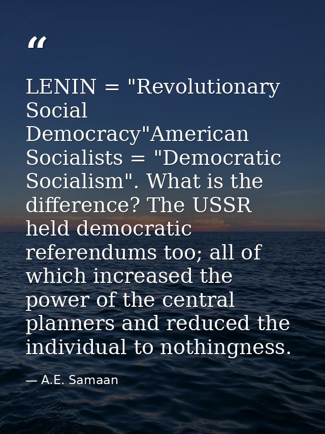LENIN = "Revolutionary Social Democracy"American Socialists = "Democratic Socialism". What is the difference? The USSR h — A.E. Samaan