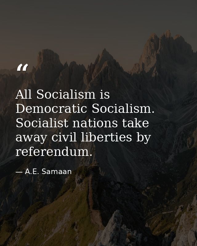 All Socialism is Democratic Socialism. Socialist nations take away civil liberties by referendum. — A.E. Samaan