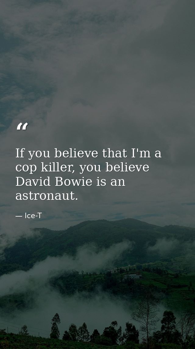 If you believe that I'm a cop killer, you believe David Bowie is an astronaut. — Ice-T