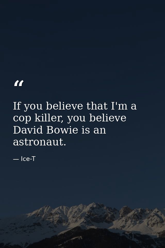 If you believe that I'm a cop killer, you believe David Bowie is an astronaut. — Ice-T