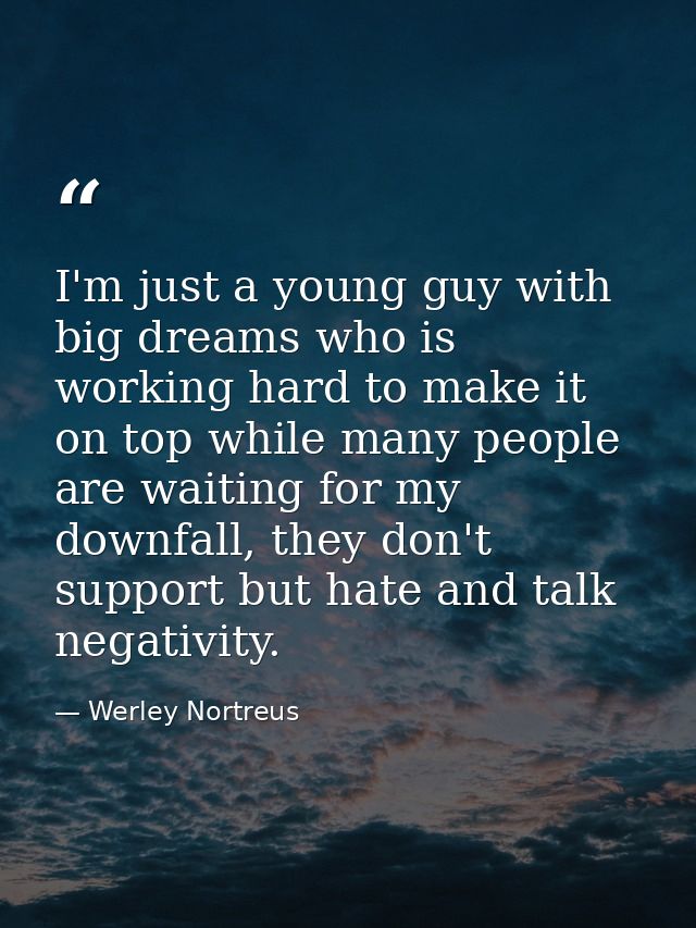 I'm just a young guy with big dreams who is working hard to make it on top while many people are waiting for my downfall — Werley Nortreus