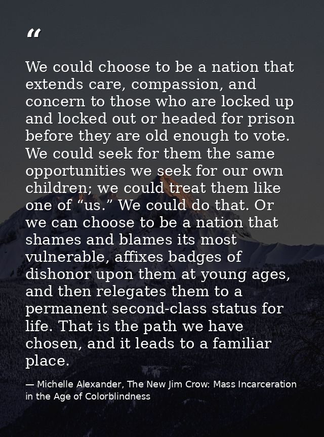 We could choose to be a nation that extends care, compassion, and concern to those who are locked up and locked out or h — Michelle Alexander, The New Jim Crow: Mass Incarceration in the Age of Colorblindness