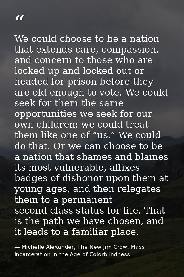 We could choose to be a nation that extends care, compassion, and concern to those who are locked up and locked out or h — Michelle Alexander, The New Jim Crow: Mass Incarceration in the Age of Colorblindness