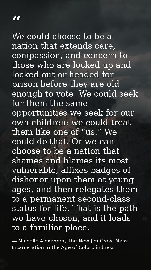 We could choose to be a nation that extends care, compassion, and concern to those who are locked up and locked out or h — Michelle Alexander, The New Jim Crow: Mass Incarceration in the Age of Colorblindness