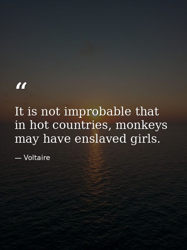 It is not improbable that in hot countries, monkeys may have enslaved girls. — Voltaire