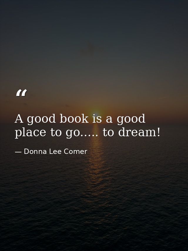A good book is a good place to go..... to dream! — Donna Lee Comer