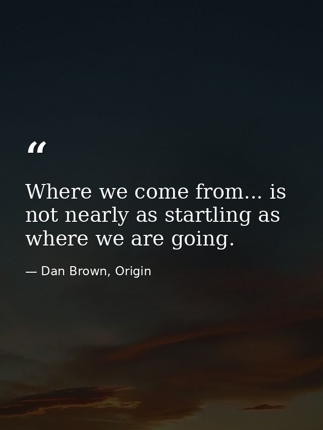 Where we come from... is not nearly as startling as where we are going. — Dan Brown, Origin