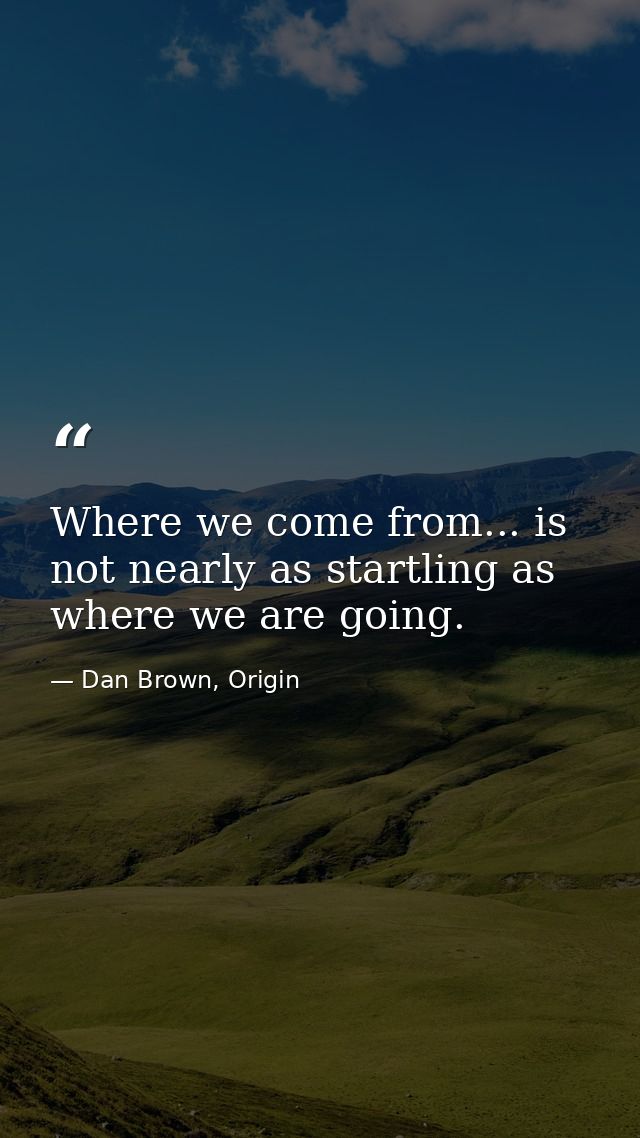 Where we come from... is not nearly as startling as where we are going. — Dan Brown, Origin