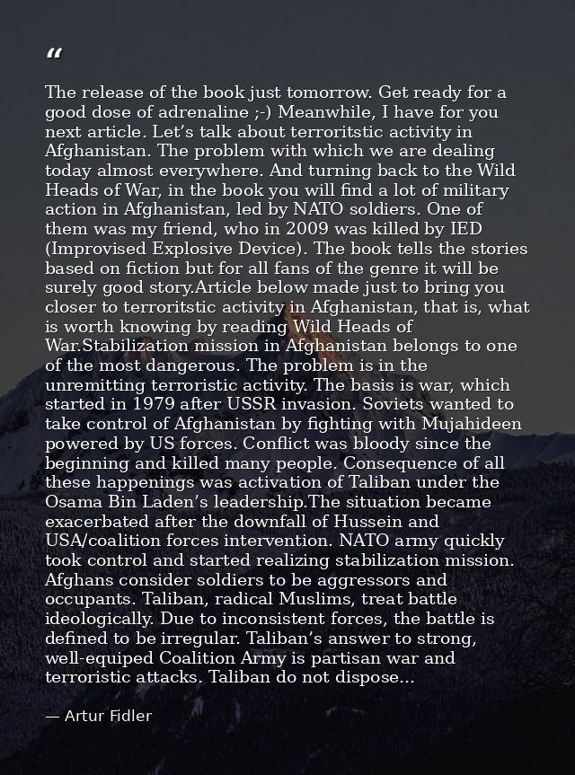 The release of the book just tomorrow. Get ready for a good dose of adrenaline ;-) Meanwhile, I have for you next articl — Artur Fidler