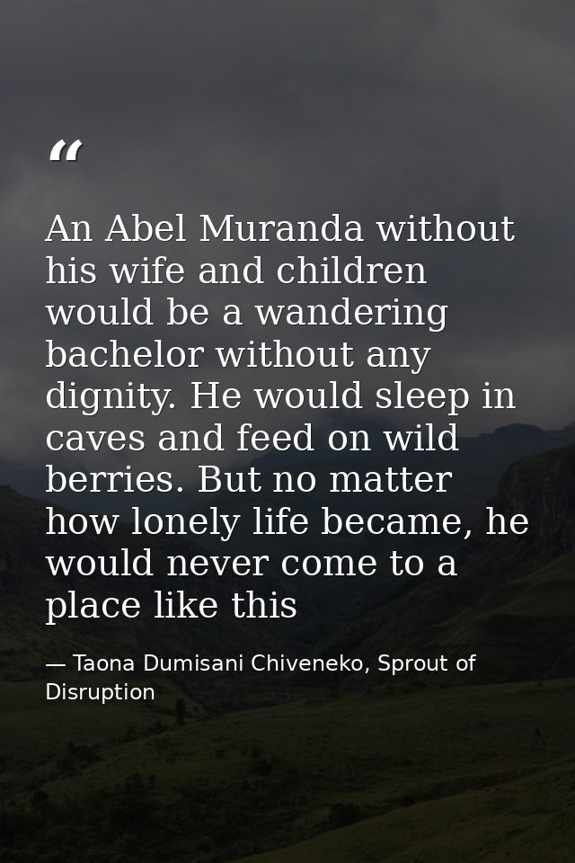 An Abel Muranda without his wife and children would be a wandering bachelor without any dignity. He would sleep in caves — Taona Dumisani Chiveneko, Sprout of Disruption