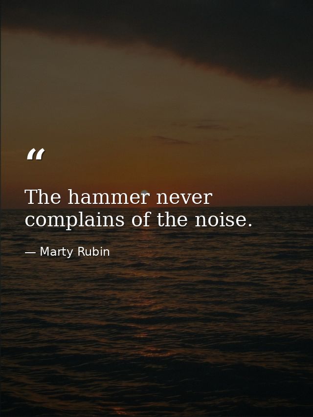 The hammer never complains of the noise. — Marty Rubin