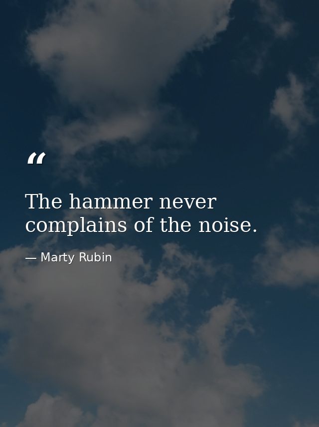 The hammer never complains of the noise. — Marty Rubin