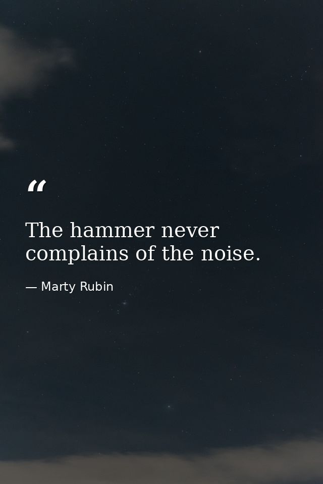 The hammer never complains of the noise. — Marty Rubin