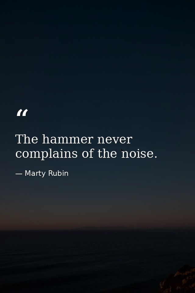 The hammer never complains of the noise. — Marty Rubin