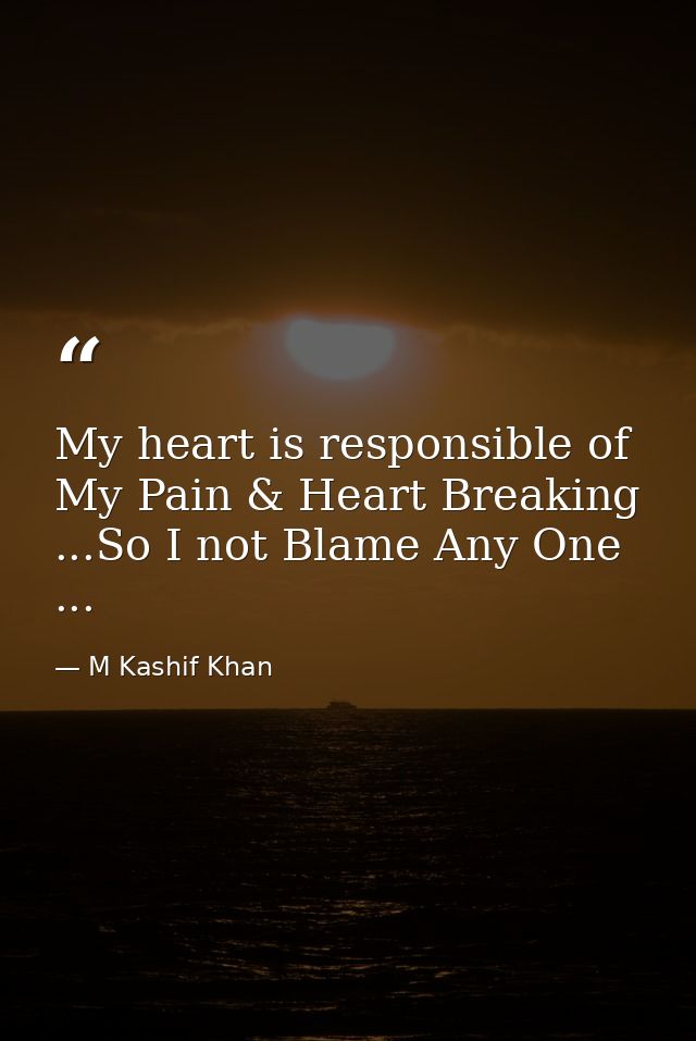 My heart is responsible of My Pain & Heart Breaking ...So I not Blame Any One ... — M Kashif Khan