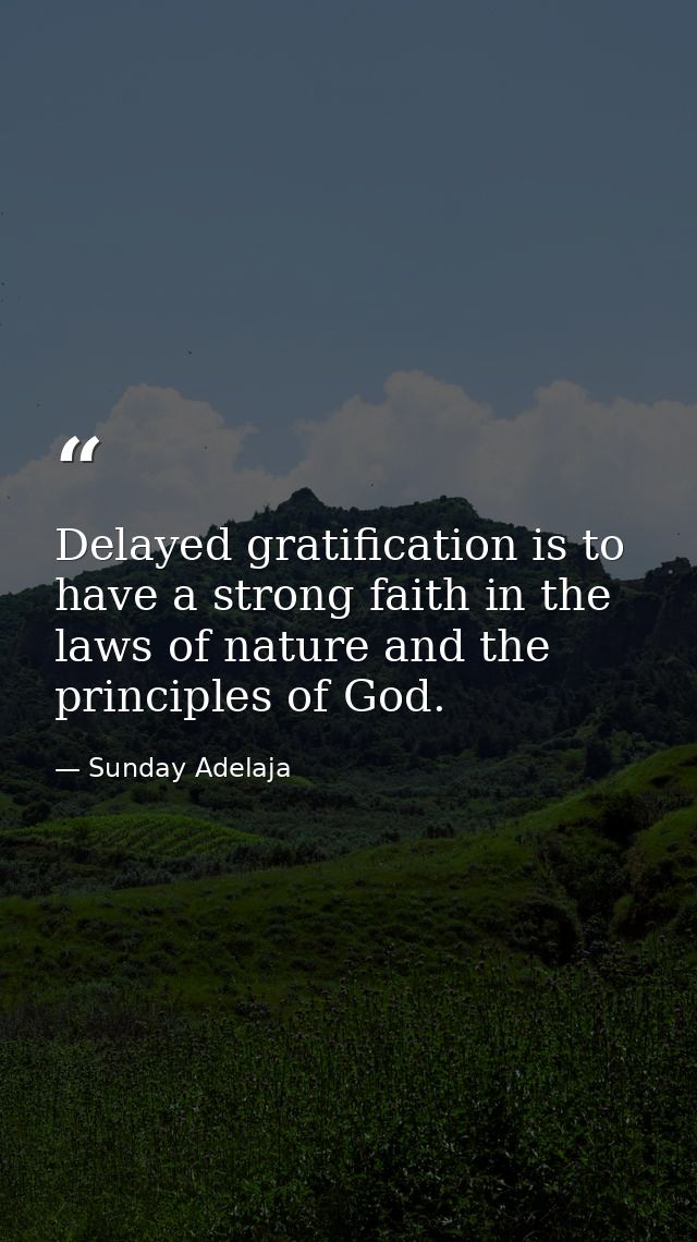 Delayed gratification is to have a strong faith in the laws of nature and the principles of God. — Sunday Adelaja