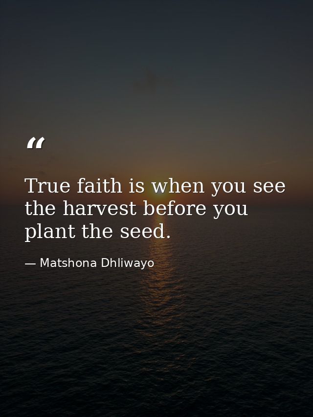 True faith is when you see the harvest before you plant the seed. — Matshona Dhliwayo