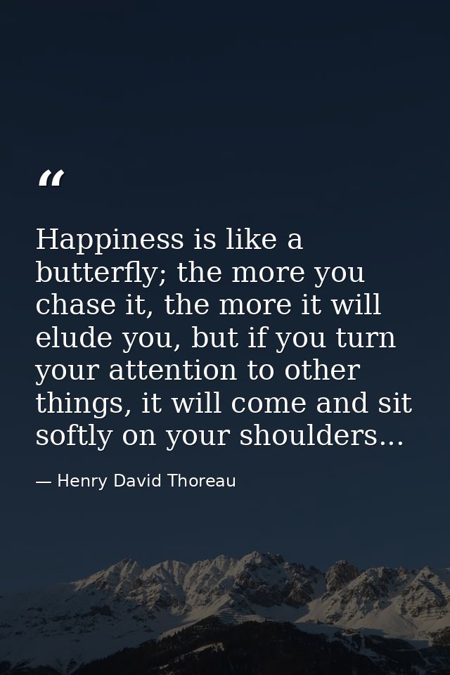 Happiness is like a butterfly; the more you chase it, the more it will elude you, but if you turn your attention to othe — Henry David Thoreau